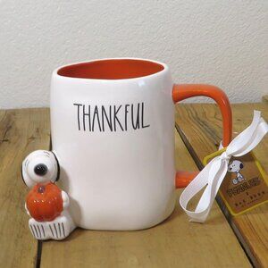 Rae Dunn Peanuts Snoopy Thankful Coffee Mug Thanksgiving Gift Collectible